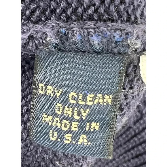 VINTAGE HERMAN GEIST EMBORIDERED PLAID CASTLE COTTON NAVY BLUE SWEATER MEDIUM - Picture 8 of 8